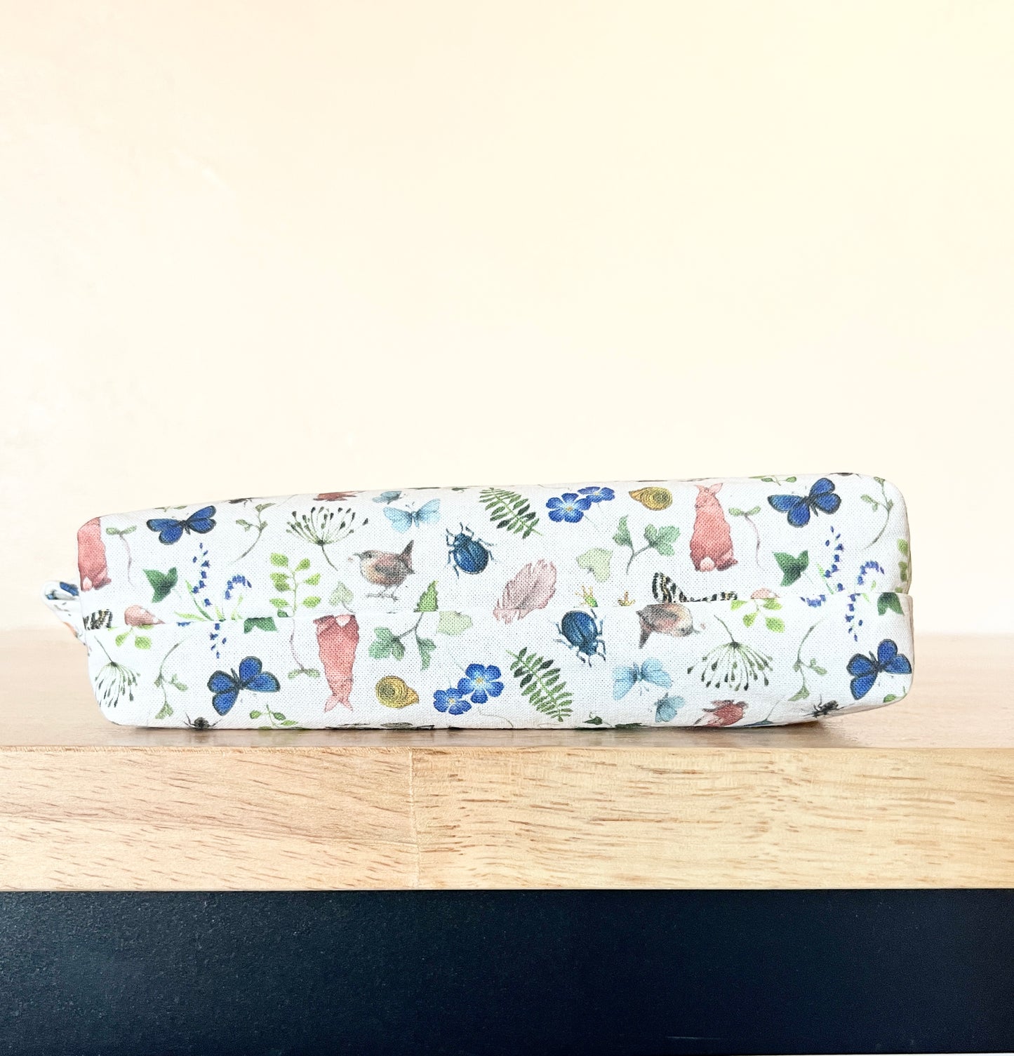 Wild Animals Pencil Pouch: 100% Cotton, Blue Zipper