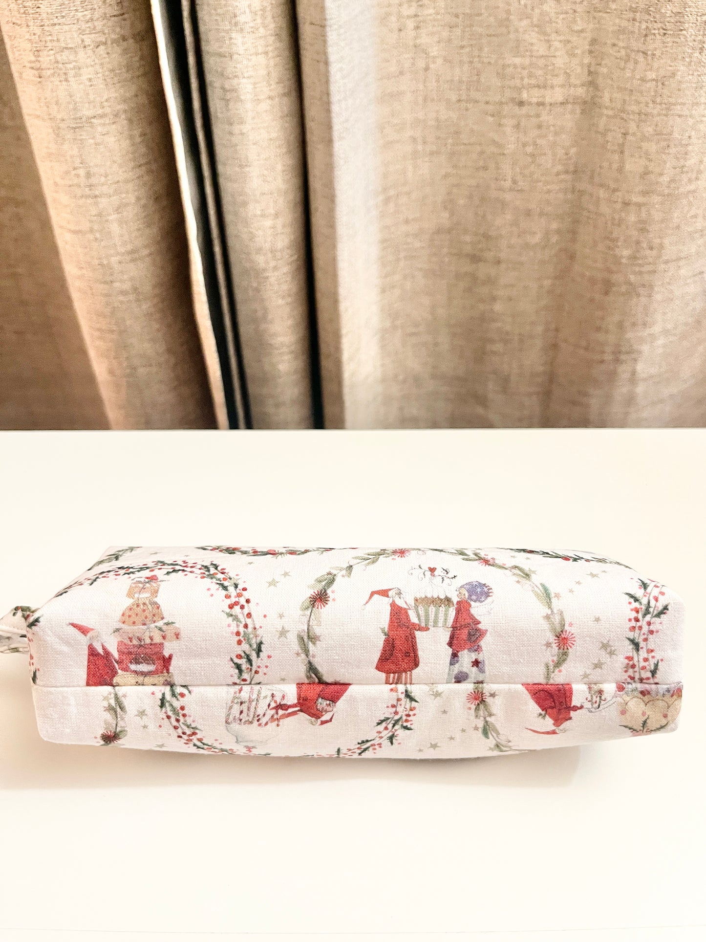Fairy Christmas Pencil Pouch: Fuchsia Zippered Cotton Case