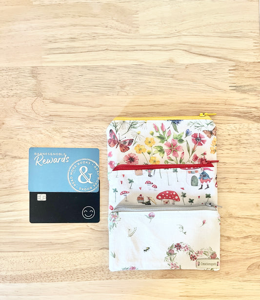 Cotton Mini Zipper Pouches: Floral Garden & Hearts