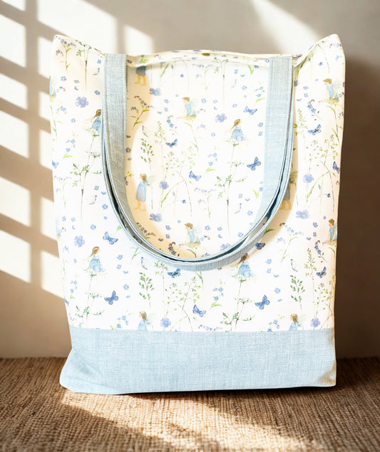 Fairy Garden Cotton Tote Bag: Collapsible Bottom