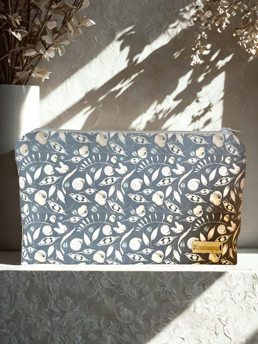 Seed Pod Zipper Pouch: 100% Cotton , Gray Zipper,