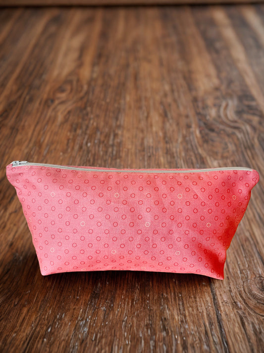 Long Cotton Zipper Pouch: Beige Zipper, Box Bottom