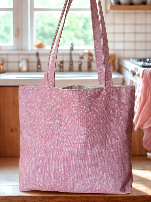 Light Rose Linen Look Tote Bag: Lantern & Children Liner
