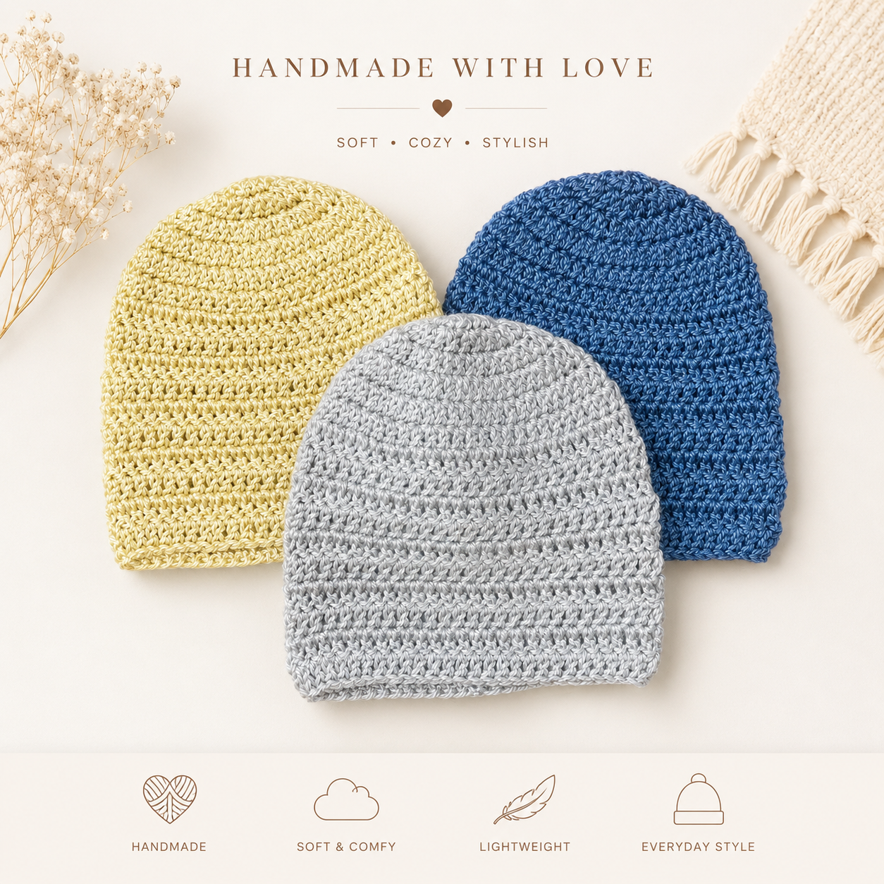 Handmade Crochet Beanie - Fitted Unsex Toddler Beanie