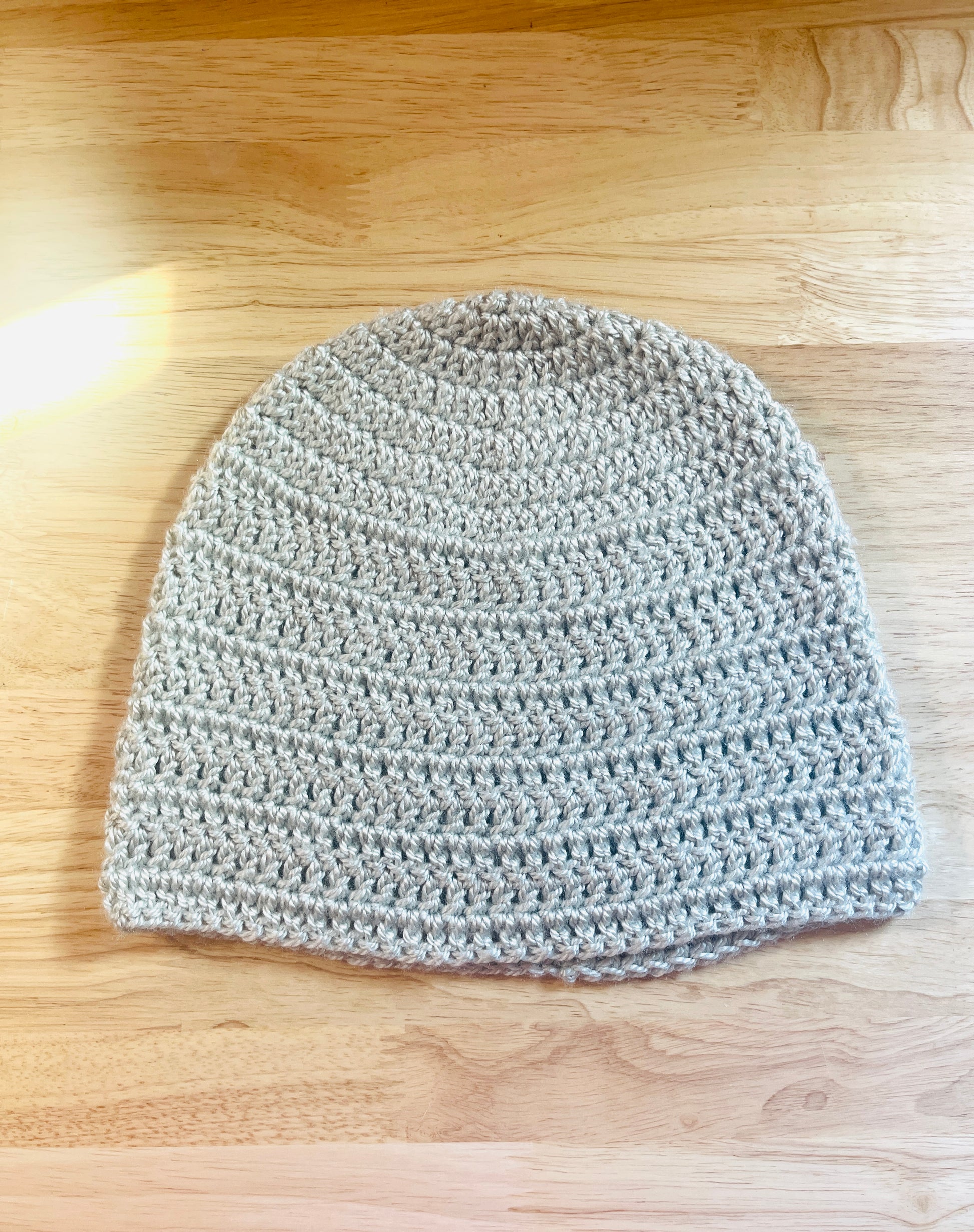 handmade toddler beanie, crafted with care for comfort style , 100% Premium Acrylic Yarn, Circumference 16" without stretch 8" long , colors: light gray