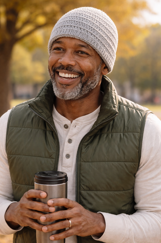 This handmade crochet beanie answers with soft, reliable warmth and a no-fuss design that works with everything in your closet. Colors: blue and light gray, circumference 22" 9" long , 100% premium yarn, Machine washable and tumble dry.
