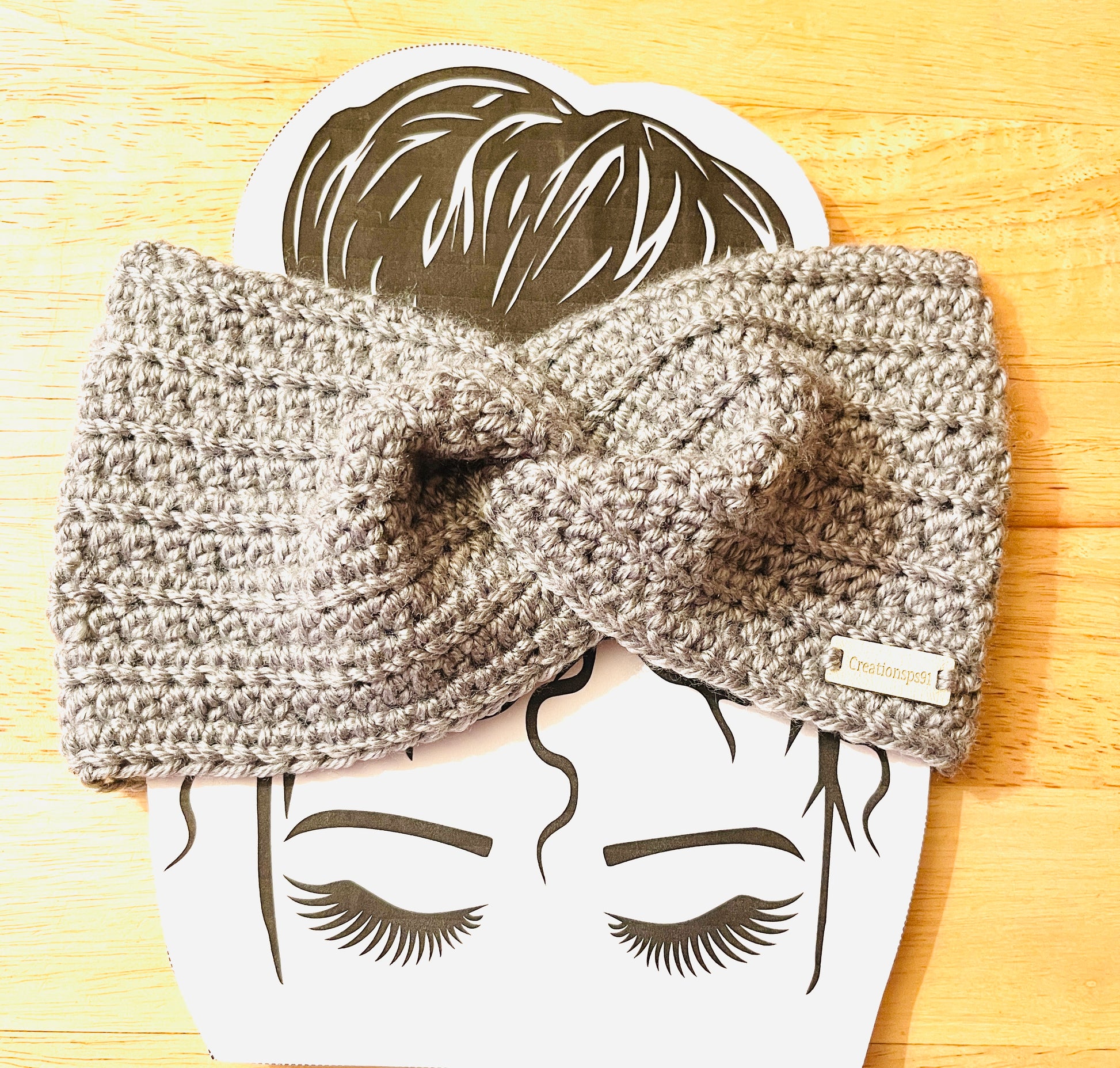 Handmade women headband beige 