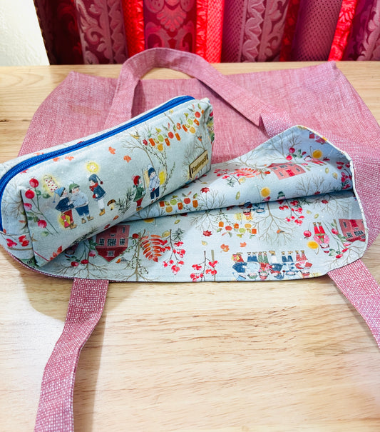 Handmade Tote Bag & Pencil Zipper Pouch Bundle