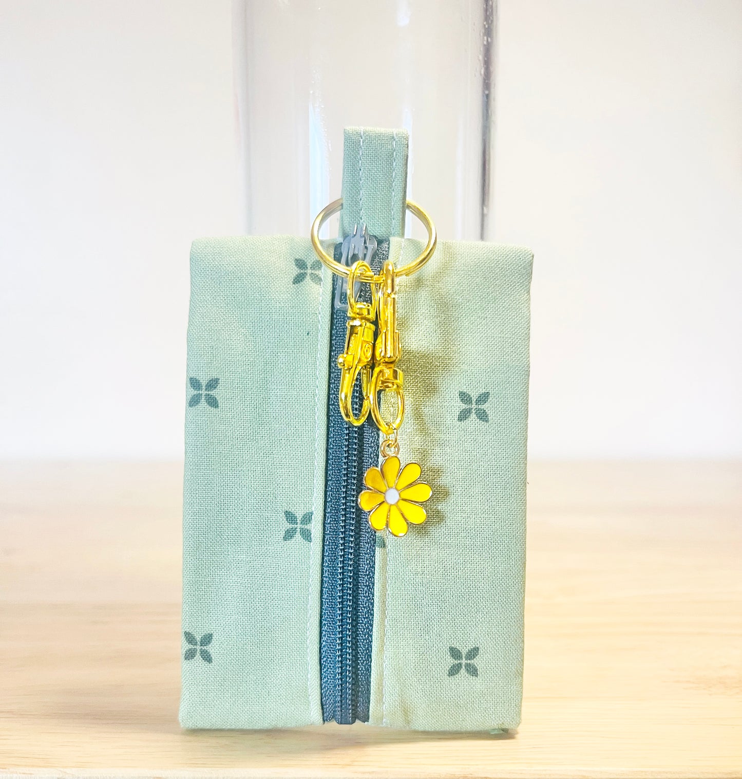 Cotton Mini Zipper Pouches: Floral Gingham Swivel Clasp
