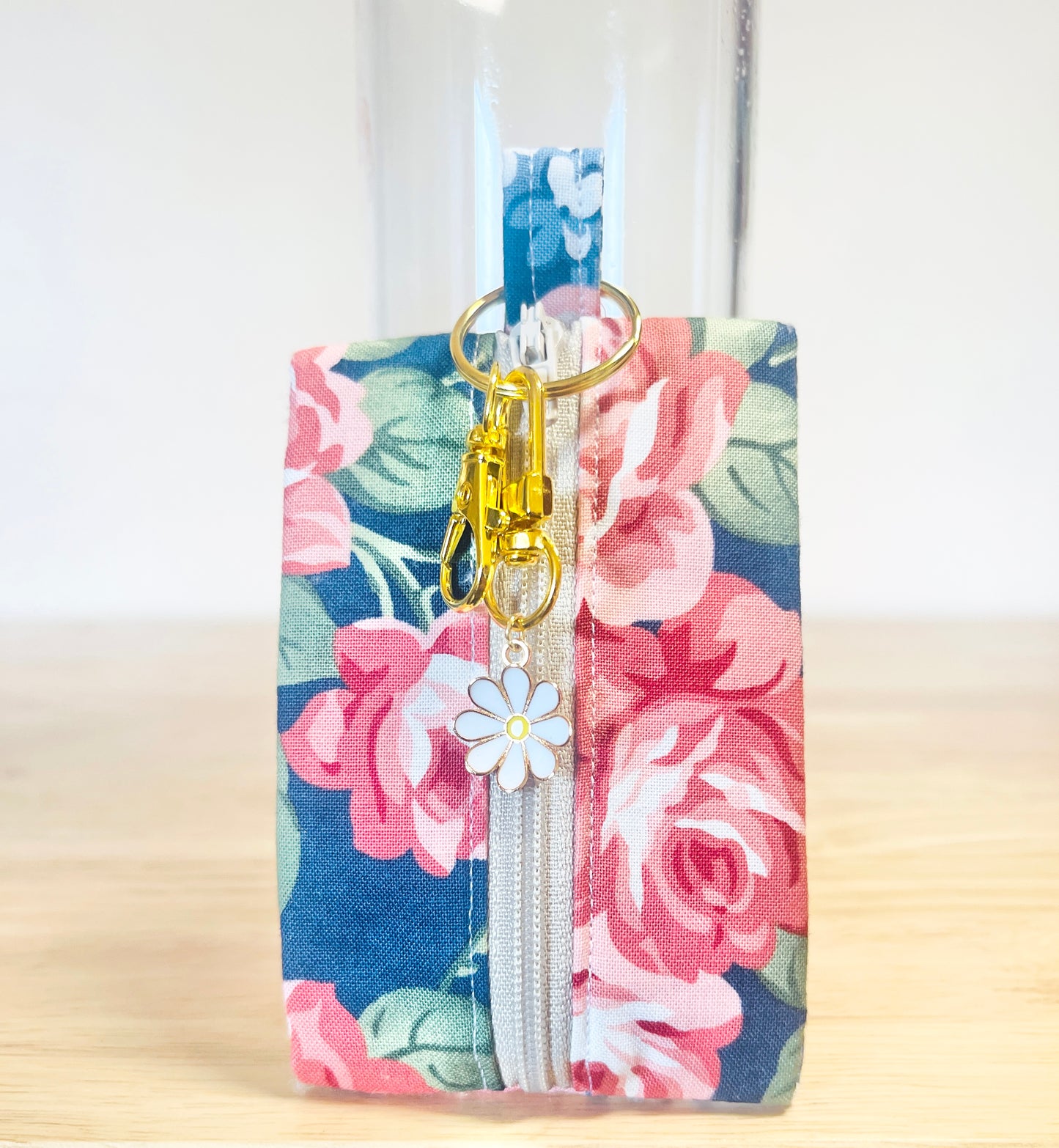 Cotton Mini Zipper Pouches: Floral Gingham Swivel Clasp