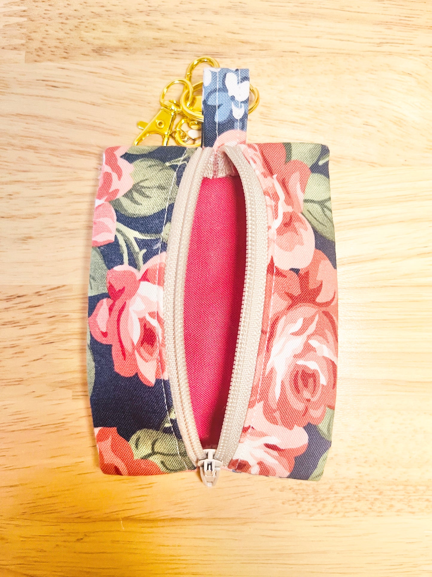 Cotton Mini Zipper Pouches: Floral Gingham Swivel Clasp