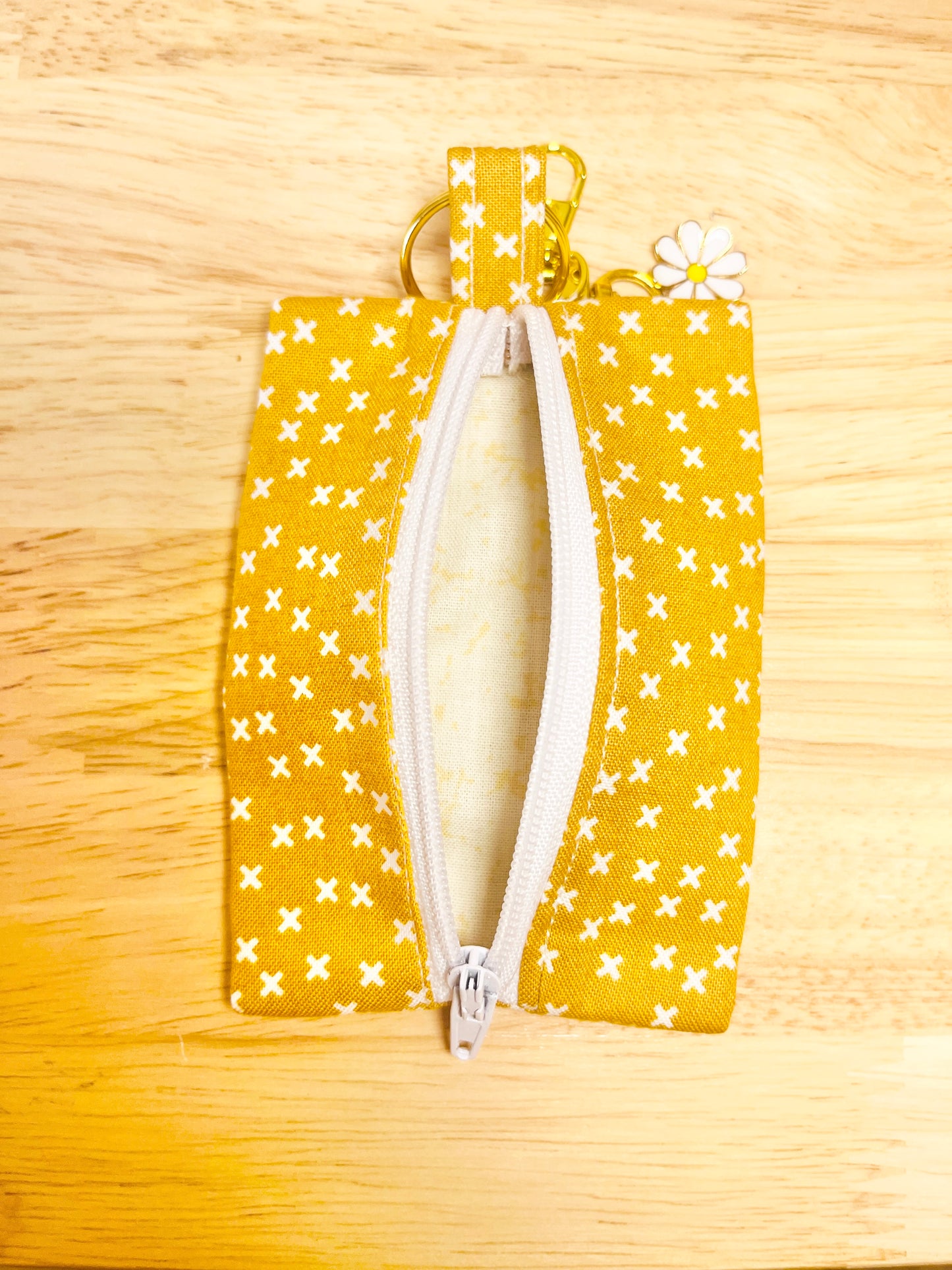 Cotton Mini Zipper Pouches: Floral Gingham Swivel Clasp