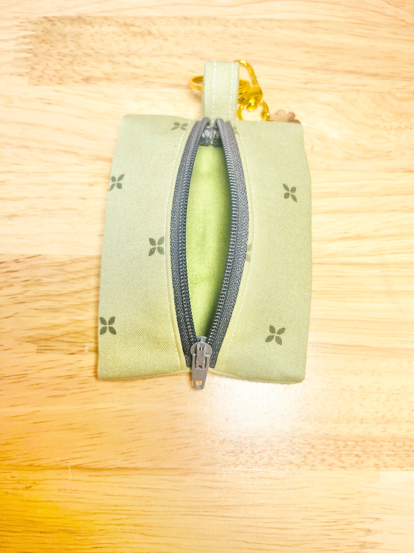 Cotton Mini Zipper Pouches: Floral Gingham Swivel Clasp