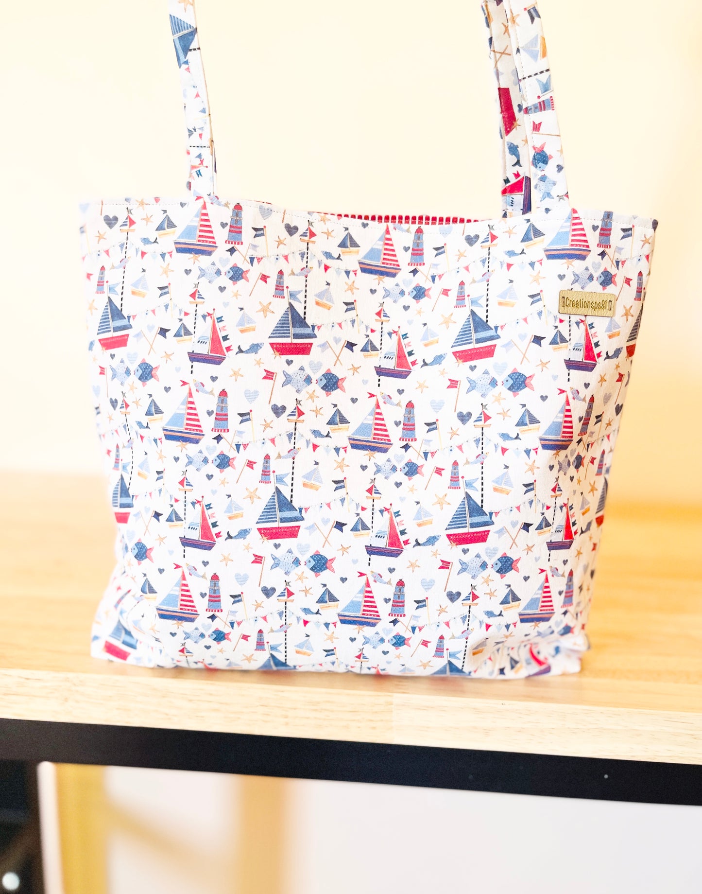 Cotton Tote Bags: Nautical Sailboat ,Lighthouse print