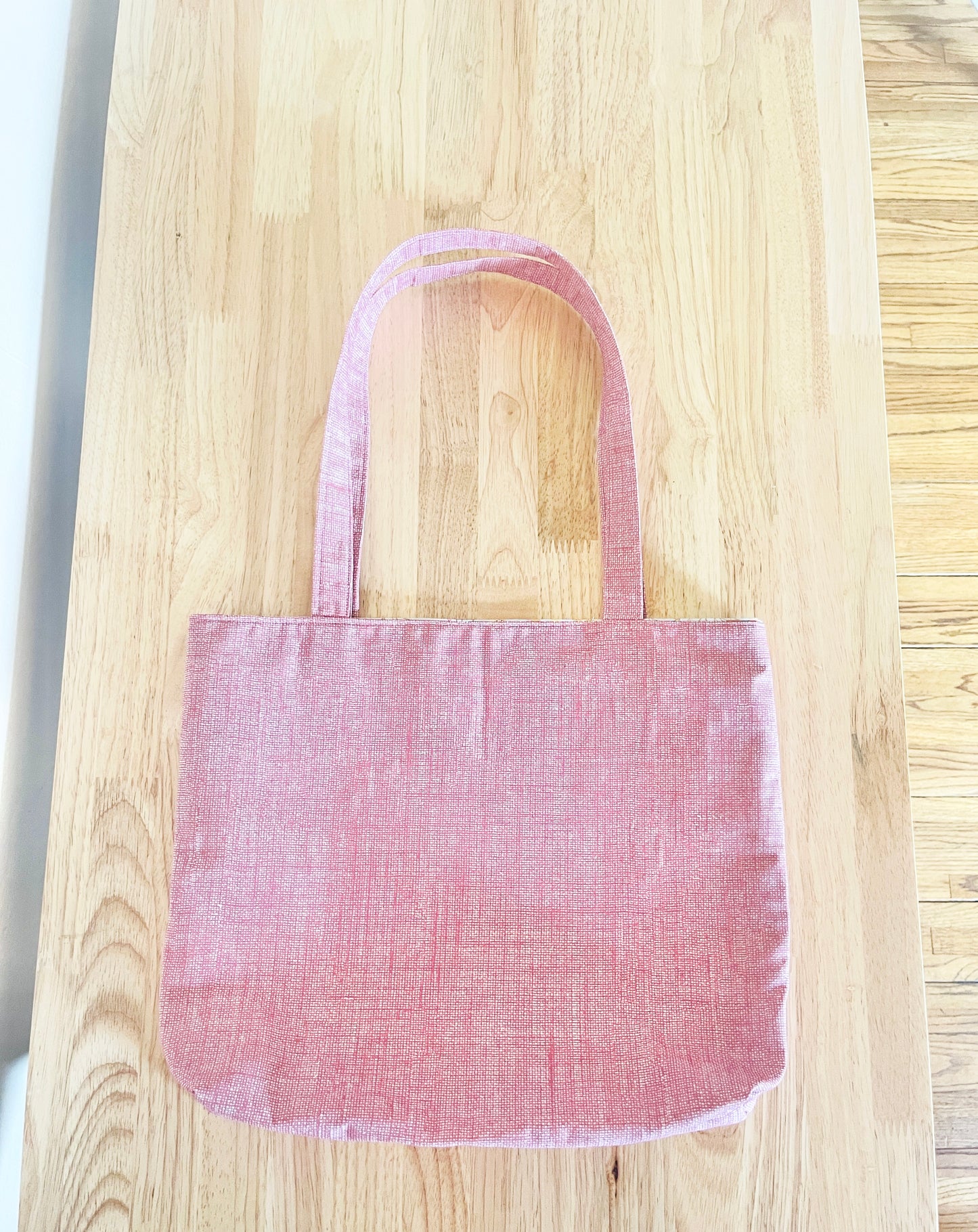 Light Rose Linen Look Tote Bag: Lantern & Children Liner
