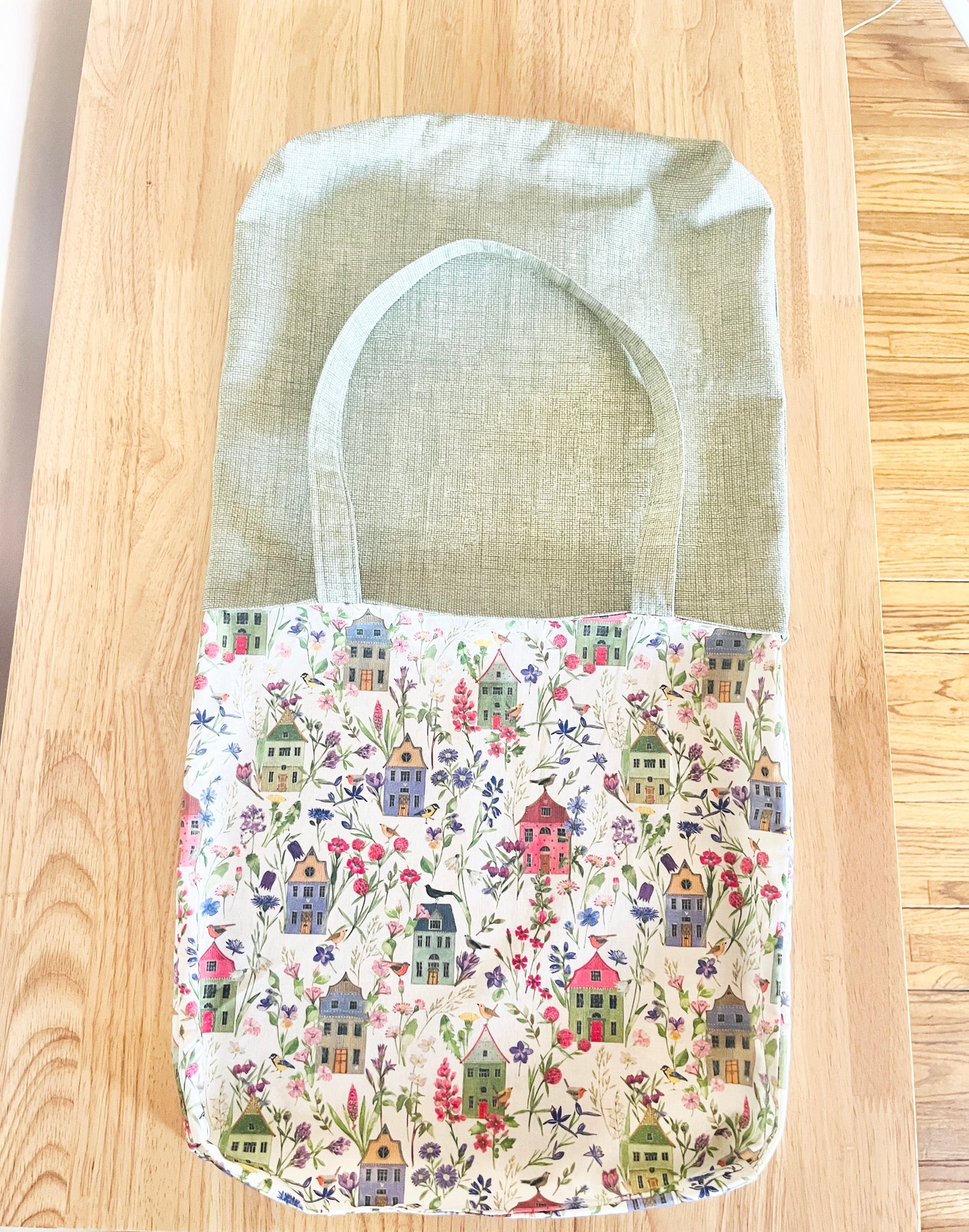Linen Look Tote Bag: House & Flowers Liner
