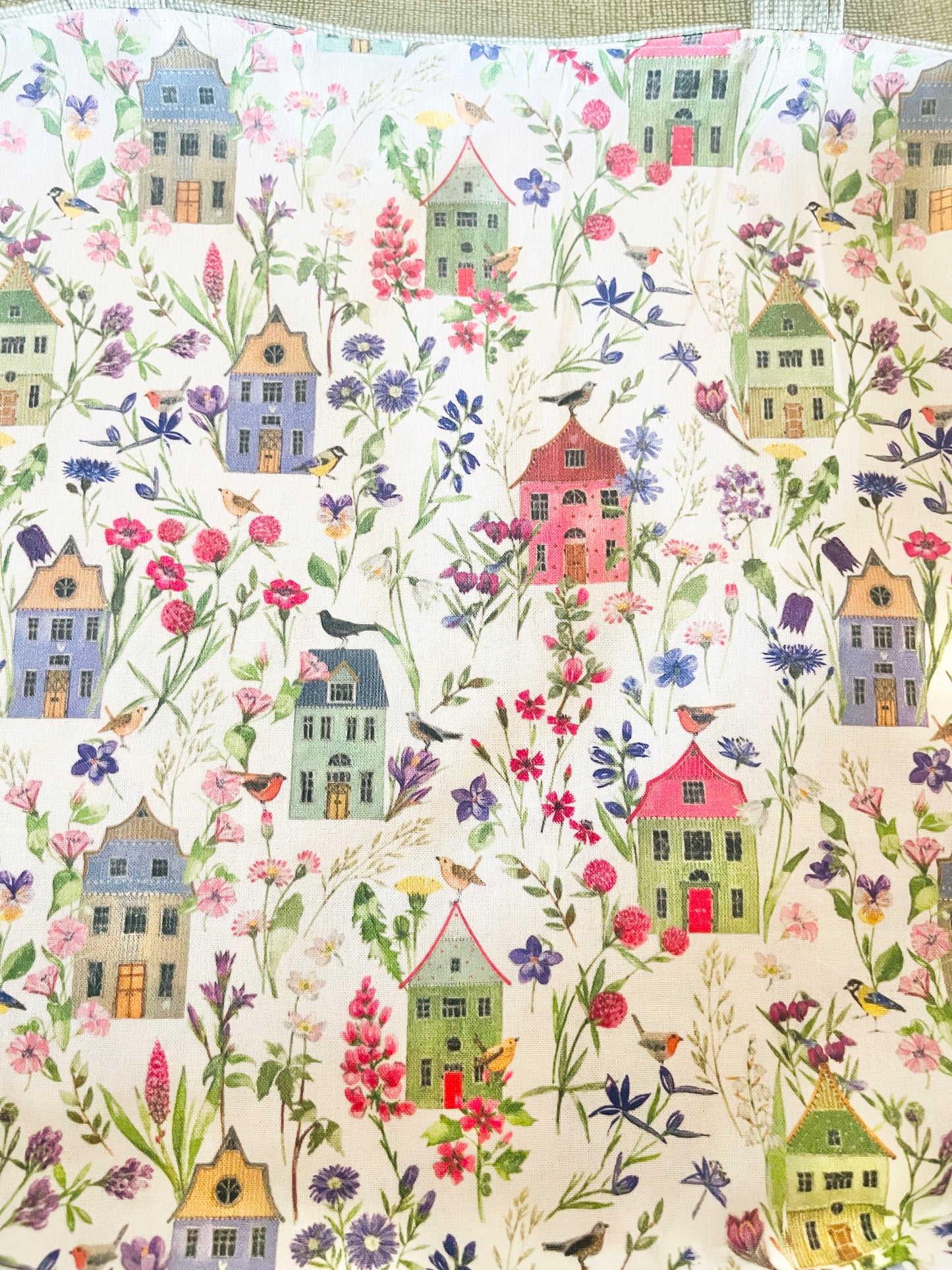 Linen Look Tote Bag: House & Flowers Liner