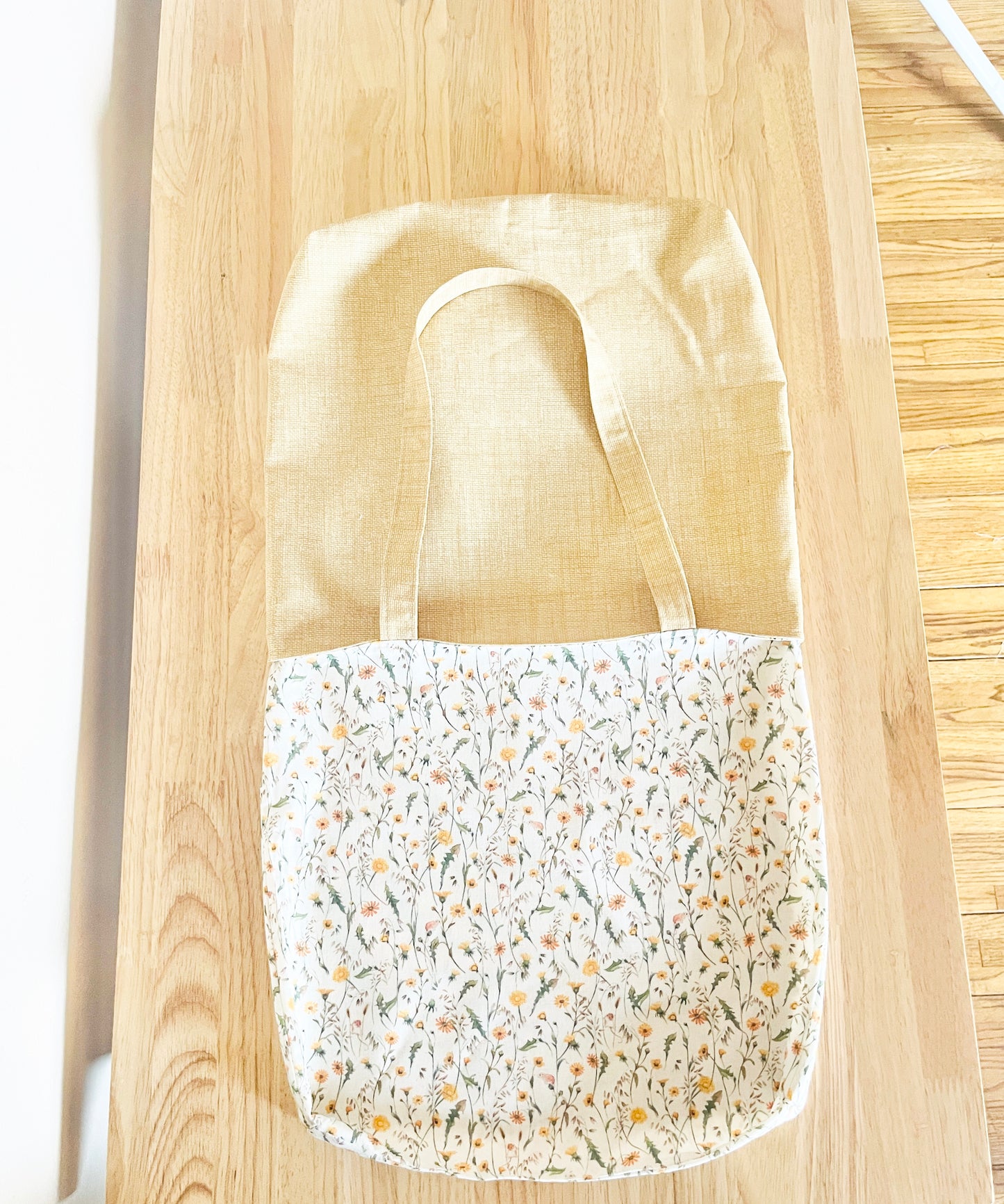 Cotton Tote Bag: Linen Look, Meadow Flower Lining