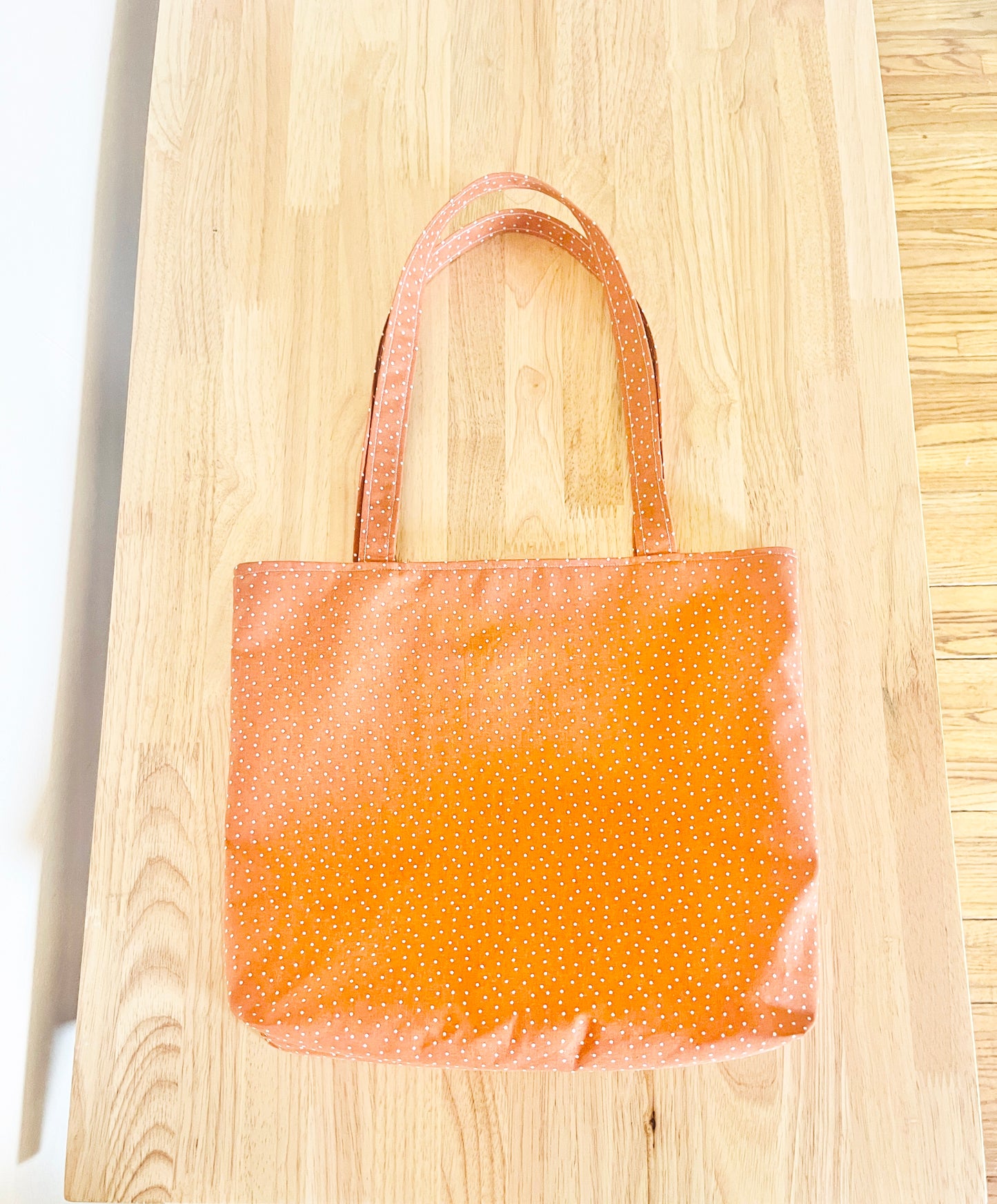 Cotton Tote Bag: Copper Linen Look, Whimsical Liner