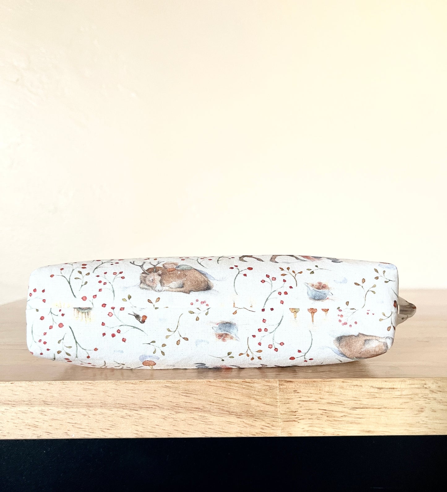 Cotton Pencil Zipper Pouch: Reindeer & Children Motif