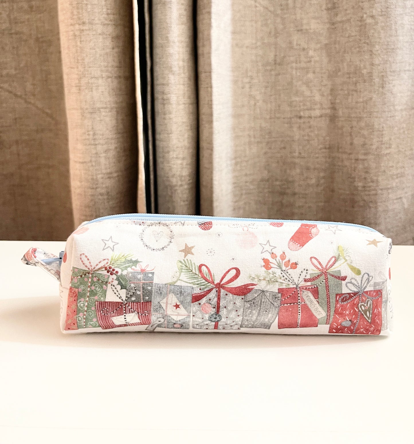 Stocking & Presents Pencil Zipper Pouch: 100% Cotton