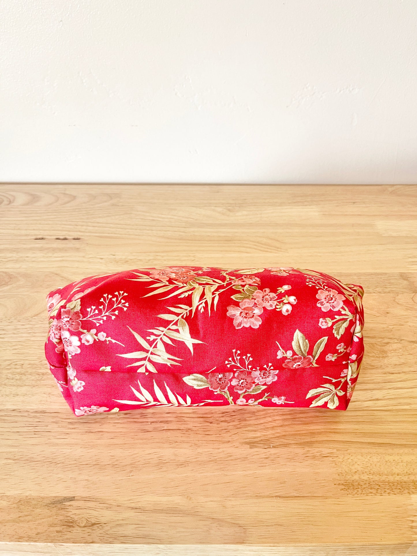 Floral Cotton Zipper pouch: Long Box Bottom Design