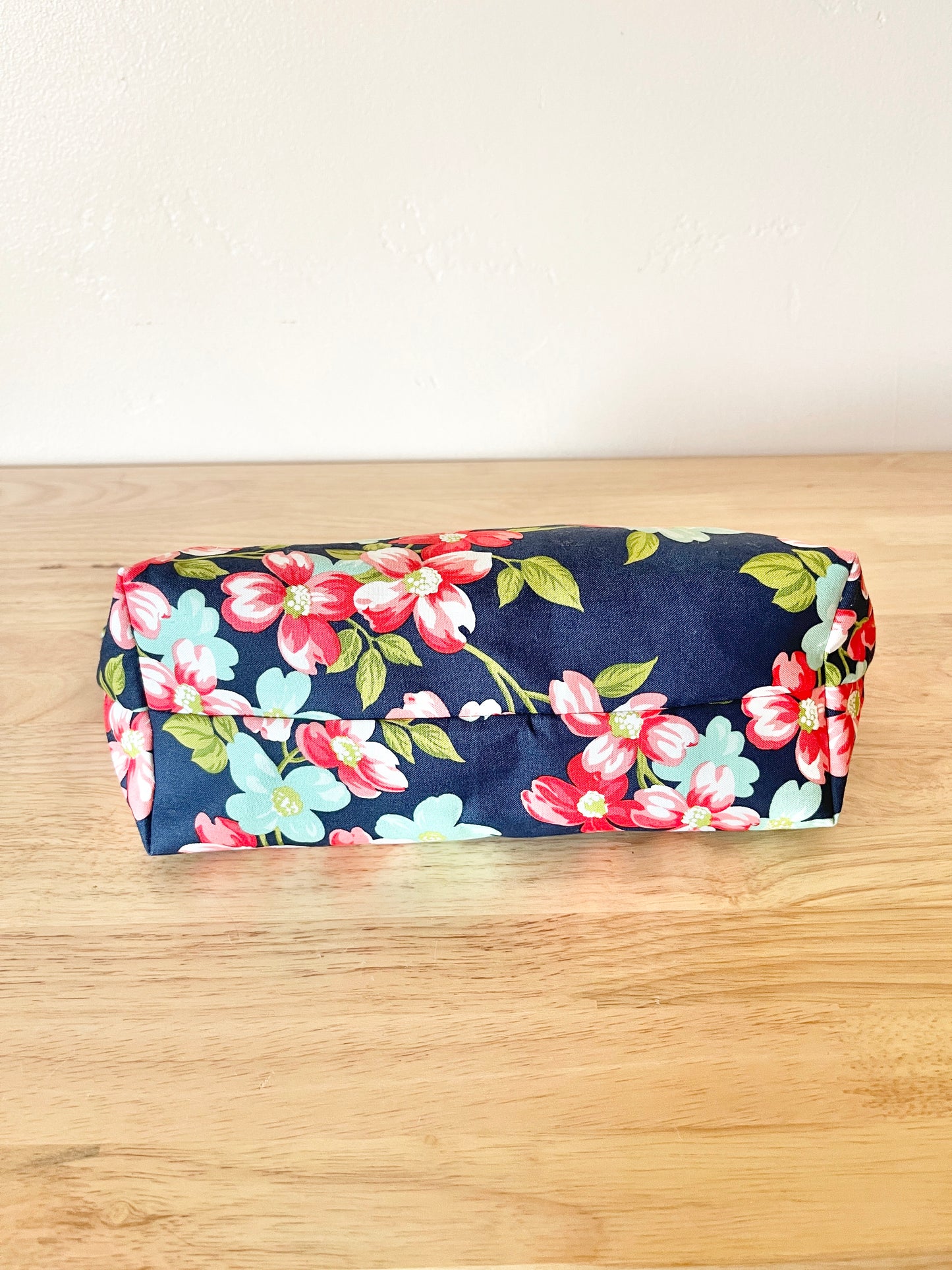 Floral Zipper Pouch:Long Cotton Cosmetic Bag