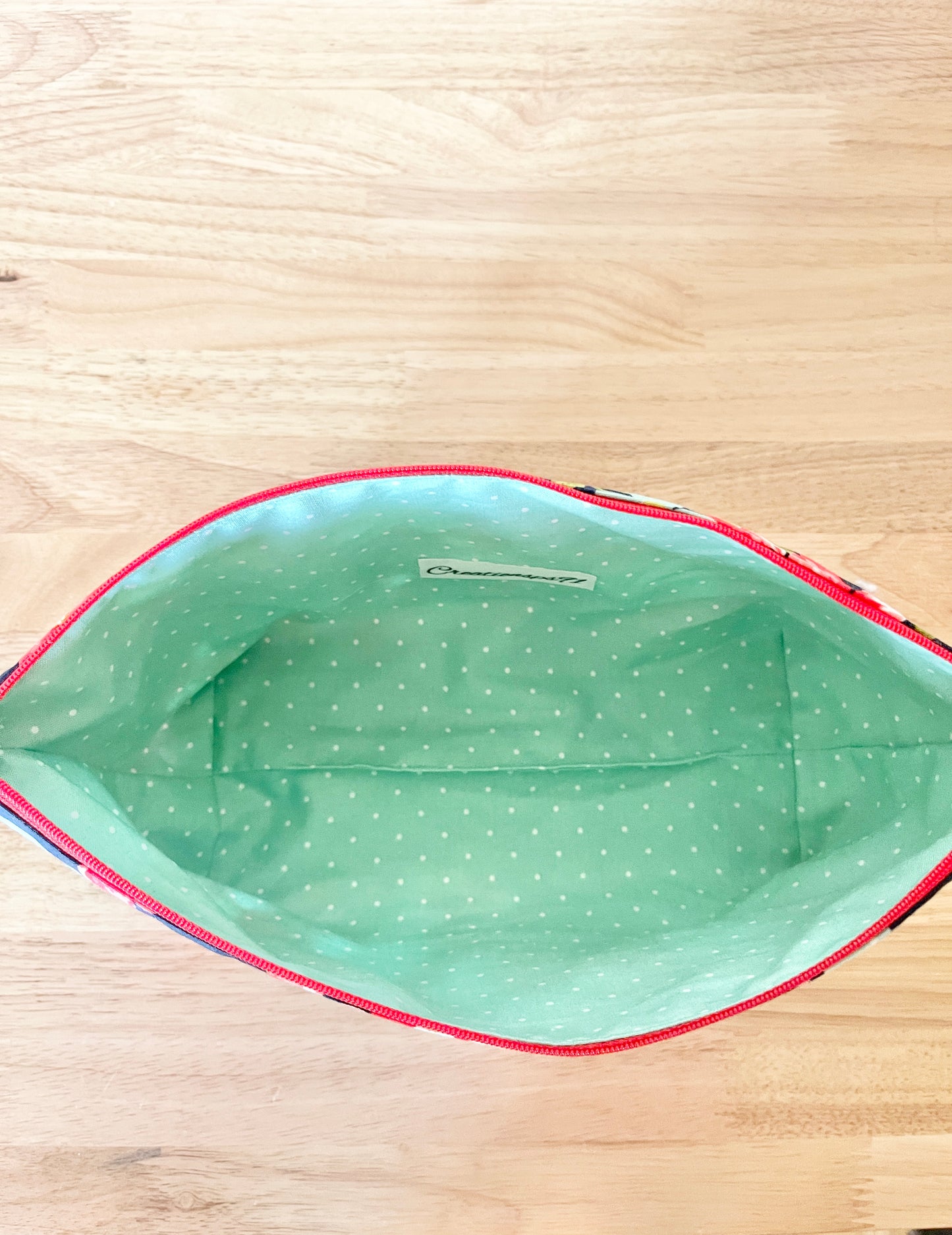 Floral Zipper Pouch:Long Cotton Cosmetic Bag