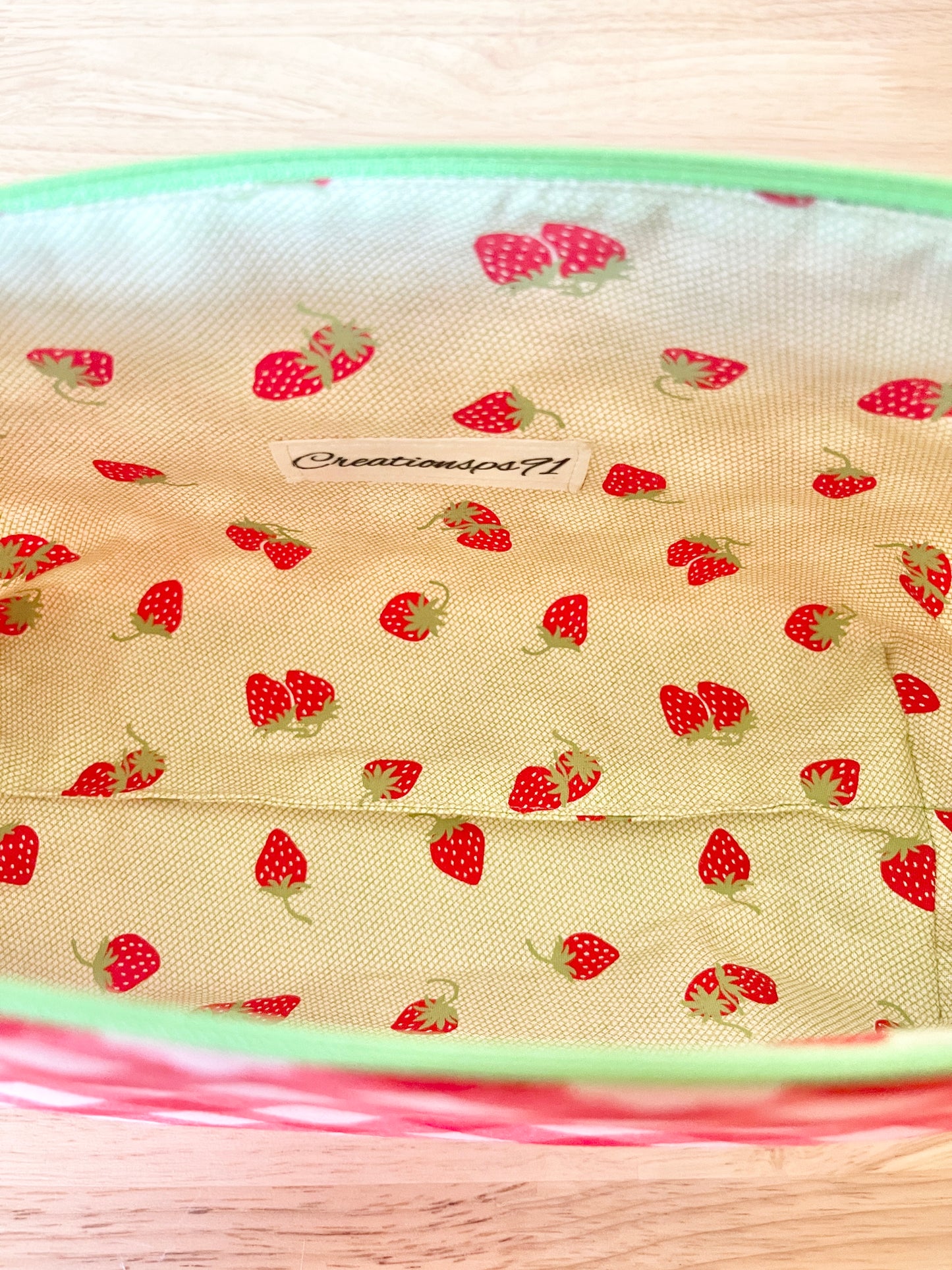 Red Gingham Zipper Pouch: Long Cotton Cosmetic Bag