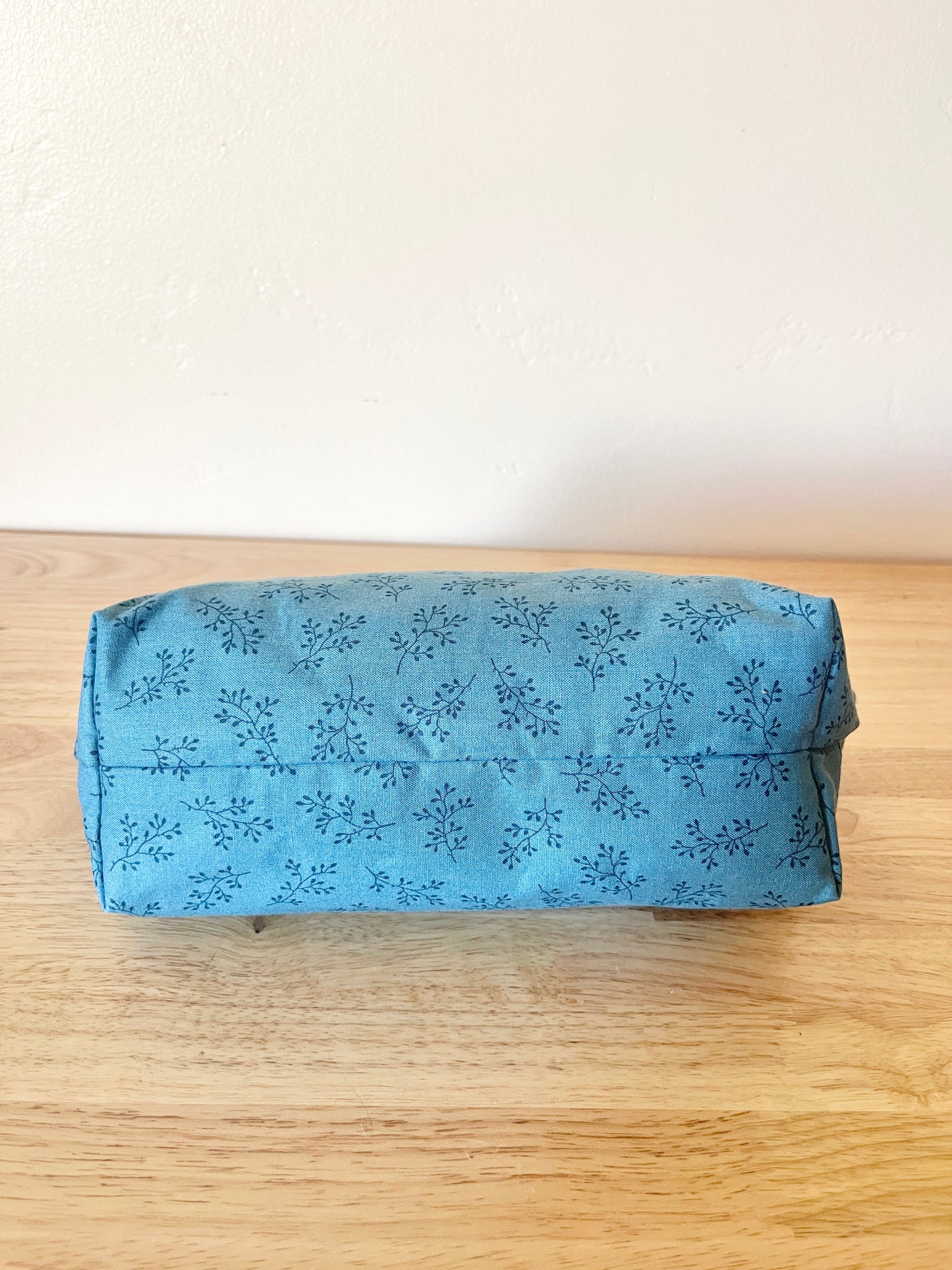 Floral Cotton Zipper Pouch: Long Travel Cosmetic Bag