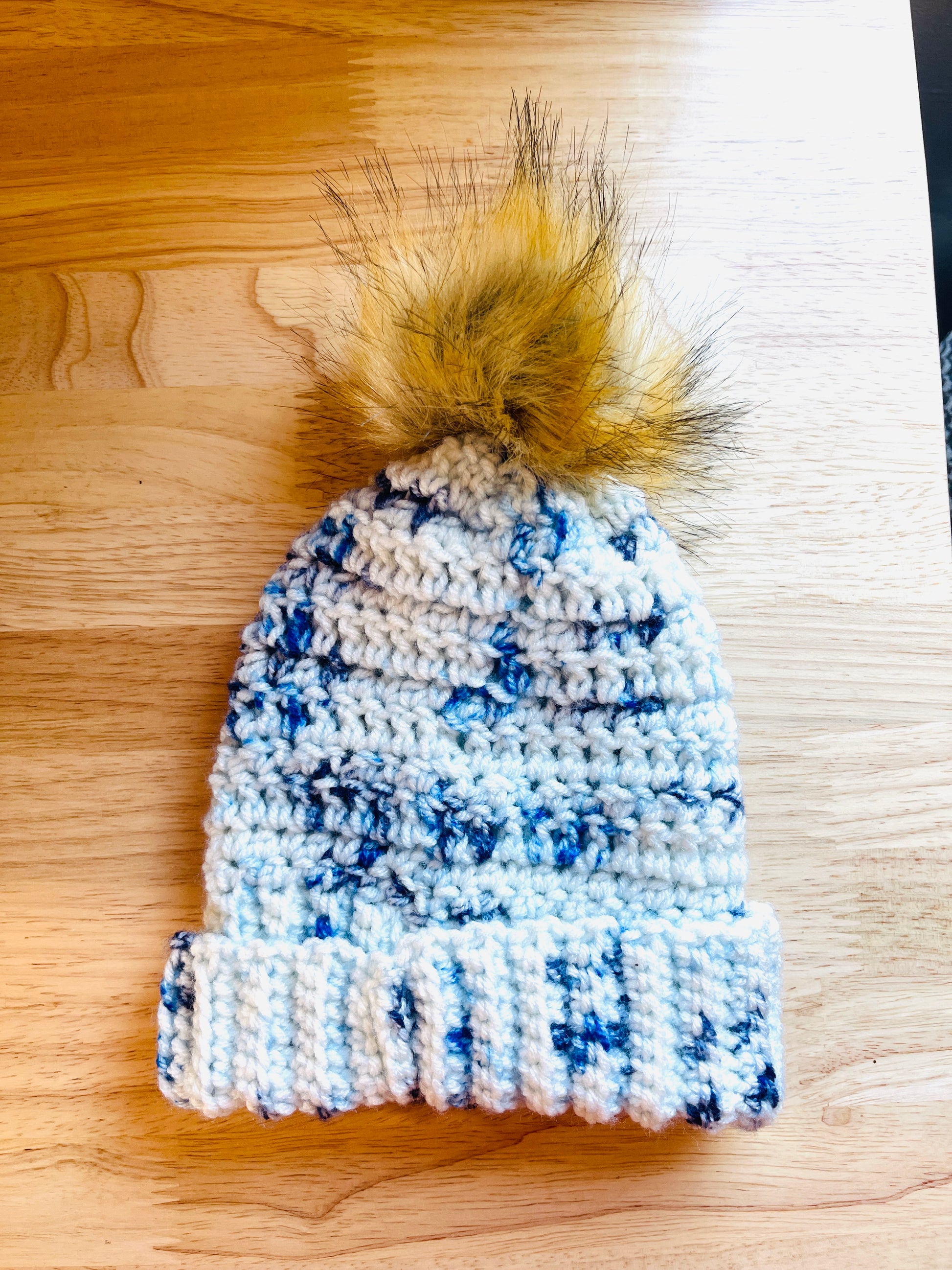 Handmade toddler beanie multicolor with detachable pom pom