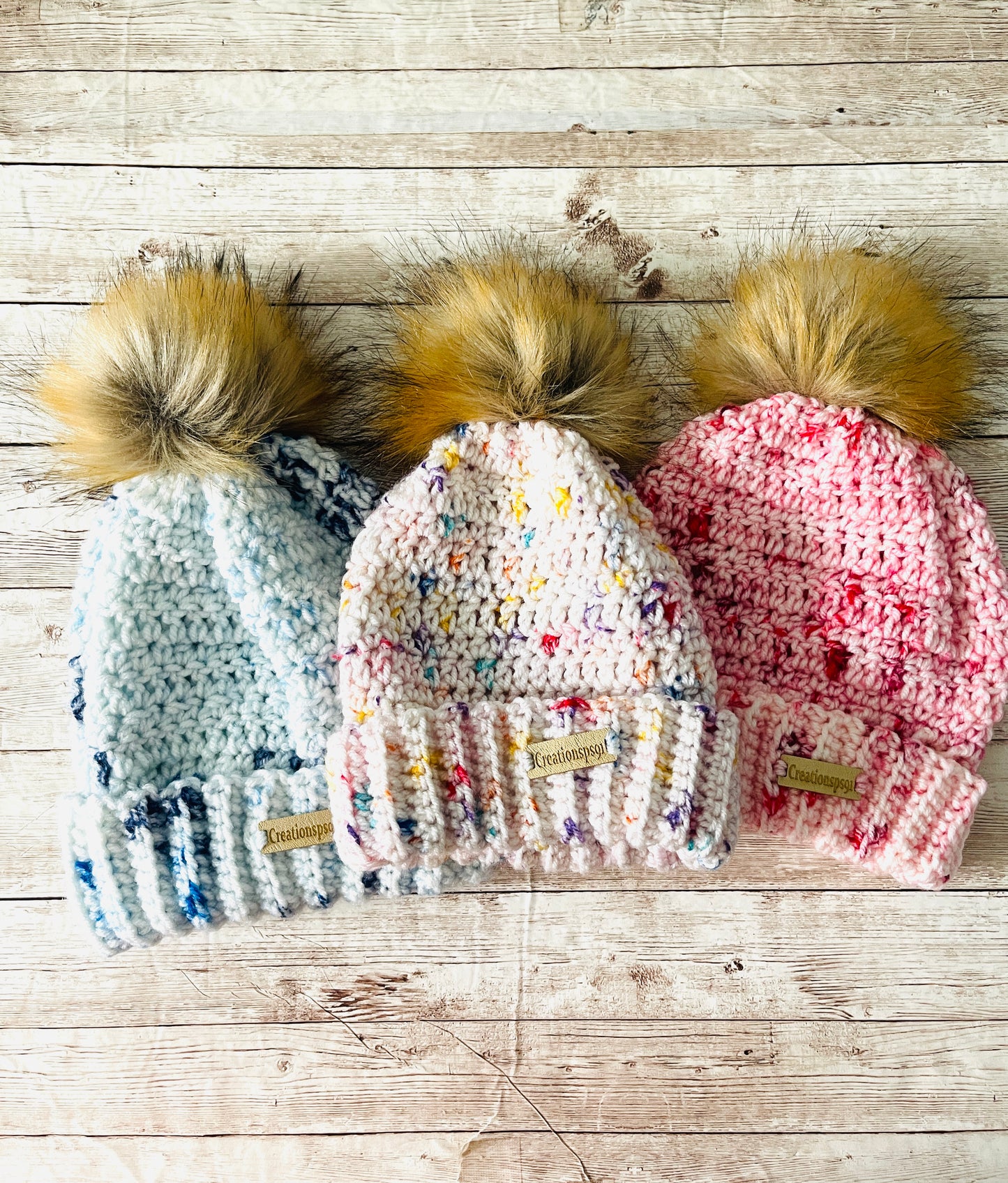 Handmade toddle beanie multicolor detachable pom pom