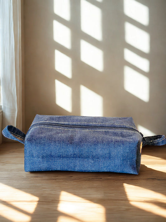 Denim Boxy Zipper Pouch
